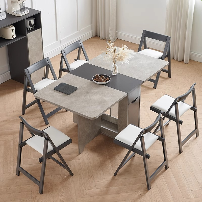 Carbon steel folding chairs for small unit dining tables, equipped with storage chairs, black and white dining chairs, capable of bearing 300 pounds-Smart-Living