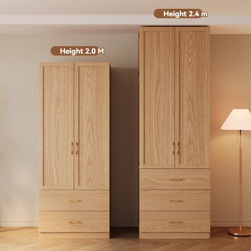 [Pre-order] Wooden windbreaker cabinet, master bedroom, home use, modern, simple, retro, four door wardrobe, ecological board, one door to the top large wardrobe-Smart-Living
