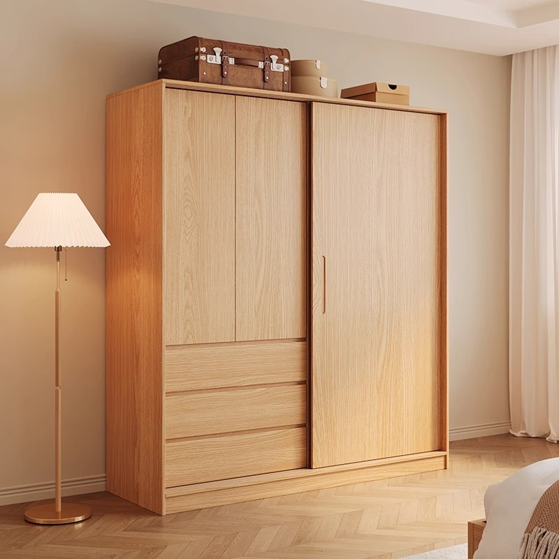 [Pre-order] Sliding door wardrobe, wooden style wardrobe, home bedroom, Japanese style sliding door wardrobe, 2024 new storage wardrobe-Smart-Living