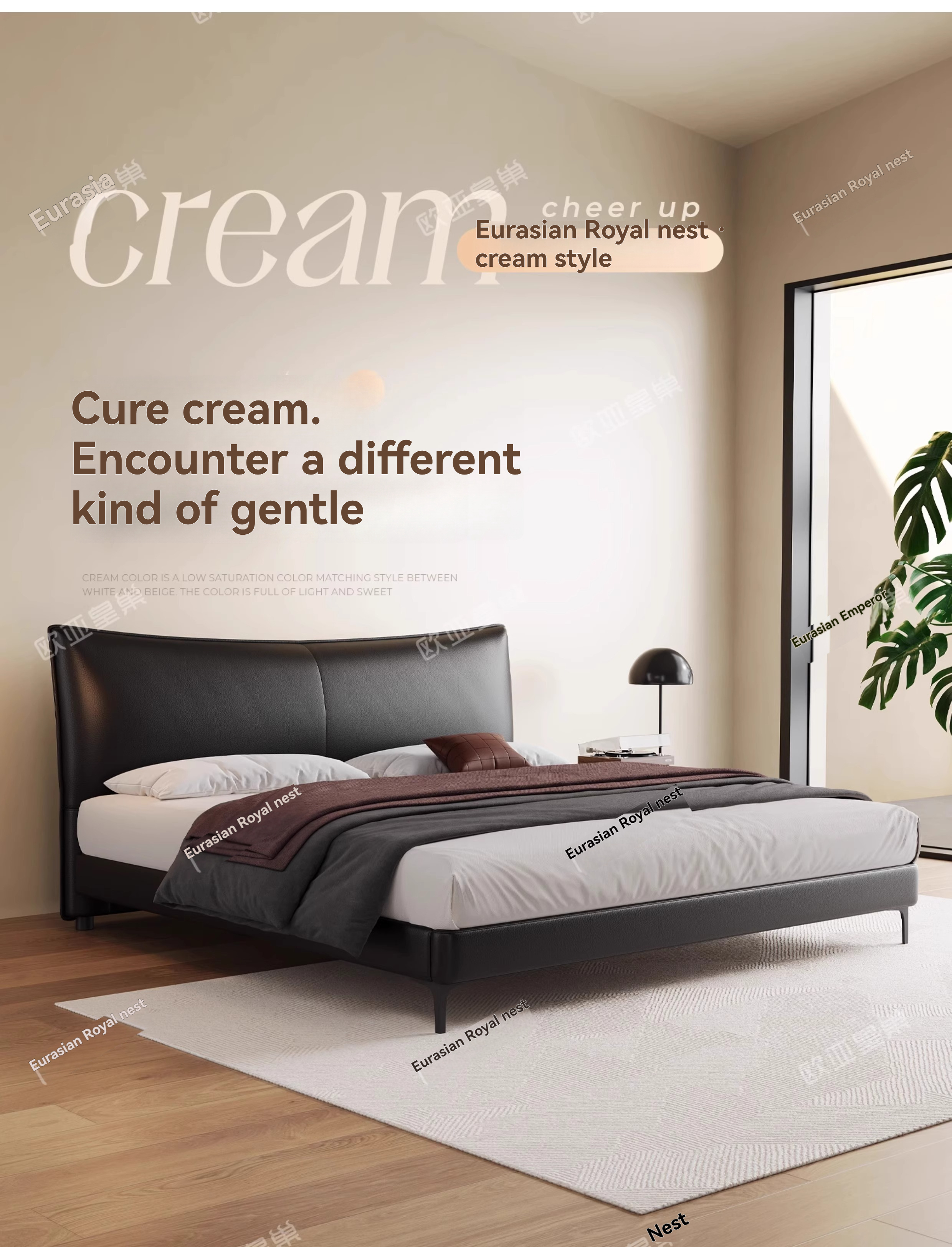 Eurasia Imperial Chanel Leather Bed – Black High-Leg Design for Master Bedroom, Luxurious and Elegant 1.8m Double Bed, 2025 New Model