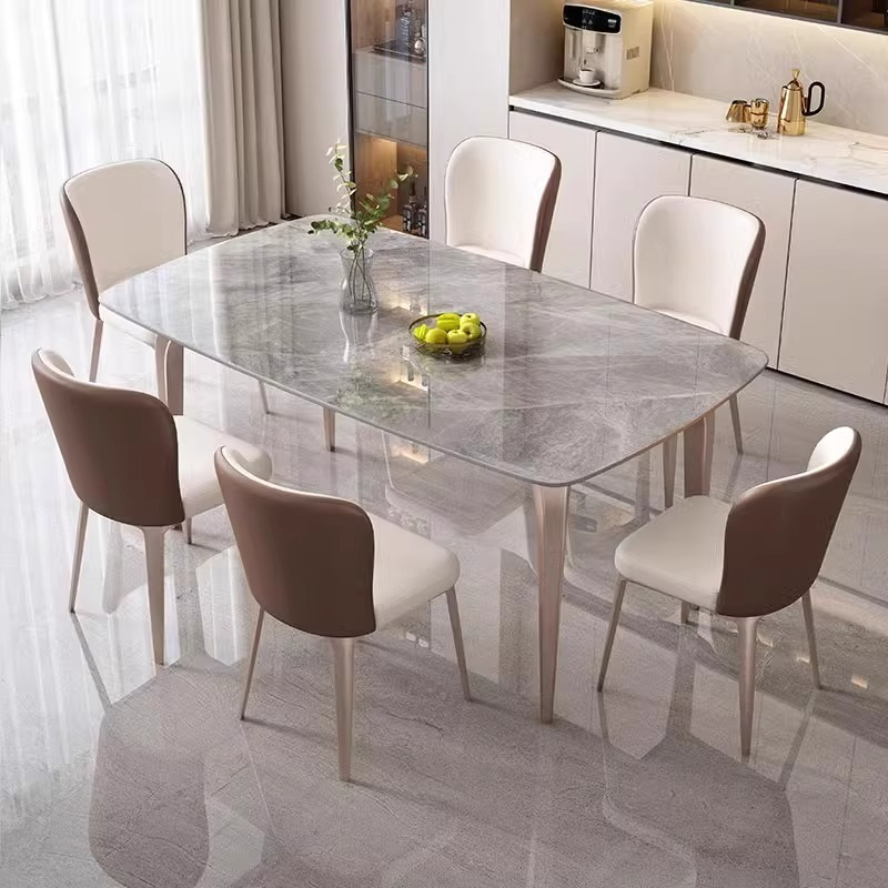 (PRE ORDER / BTO PACKAGE)Italian Light Luxury Sintered Stone Dining Table and Chair Set – Modern Minimalist Rectangular Western-Style Dining Table for Compact Homes(PRE ORDER / BTO PACKAGE)