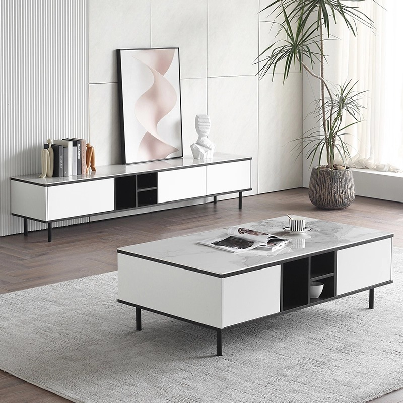 PRE ORDER / BTO PACKAGE - VR - Coffee Table - FD-616 Modern Minimalist Luxury Solid Surface Coffee Table for Small Living Room Household Use
