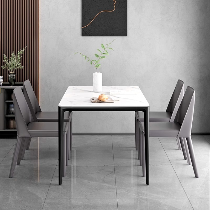PRE ORDER / BTO PACKAGE - VR - Dinning Table - FD-C13 Household Rock Panel Dining Table  Italian Aluminum Alloy Dining Table  Small Space Rectangle Dining Table  Cream Aesthetic Restaurant Table