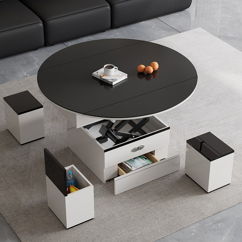PRE ORDER / BTO PACKAGE - VR - Coffee table -2023# Multi-functional Electric Lift Coffee Table - Extendable & Foldable Rock Panel Smart Table for Small Spaces (Dual Use as Coffee Table and Dining Table