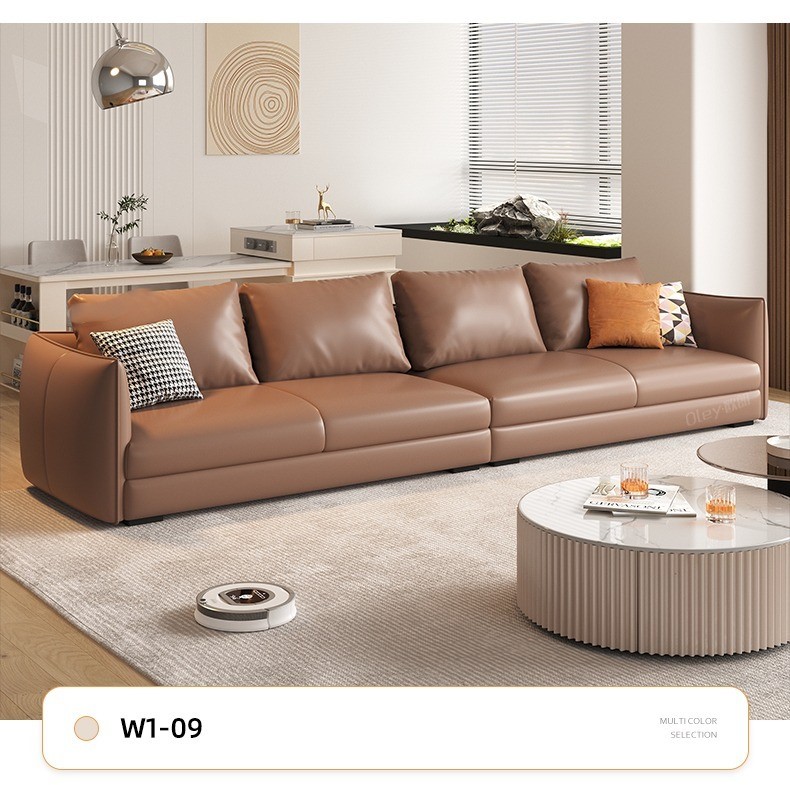 PRE ORDER / BTO PACKAGE - A - SOFA - Nappa Leather Sofa for Living Room – Modern Minimalist Straight-Line Luxury Sofa for Small Spaces