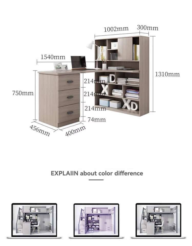 [Pre-order] 1.8-meter combination bed with bunk bed and bunk bed, small-sized children's bed, high-low bed, bunk bed with desk and wardrobe, integrated bed-Smart-Living