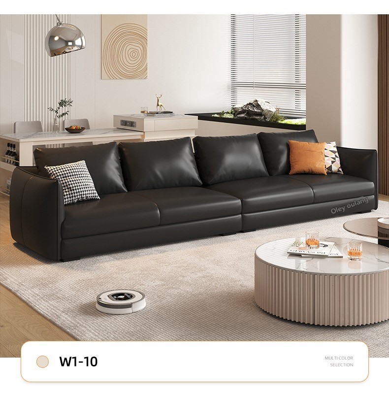 PRE ORDER / BTO PACKAGE - A - SOFA - Nappa Leather Sofa for Living Room – Modern Minimalist Straight-Line Luxury Sofa for Small Spaces