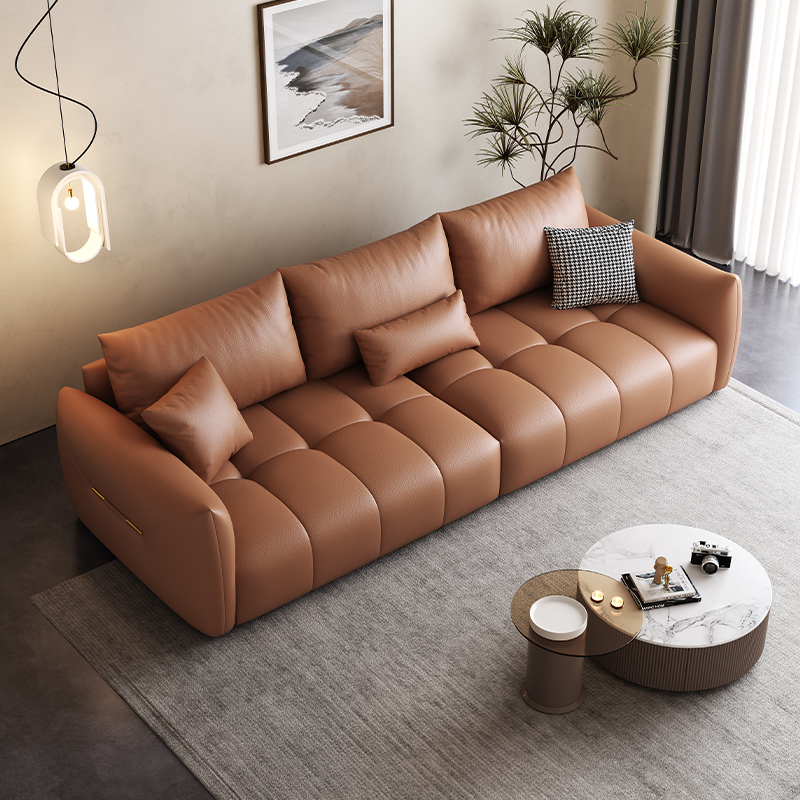 PRE ORDER / BTO PACKAGE - A - SOFA -Modern Light Luxury 3-Seater Sofa – Cat-Scratch Resistant Faux Leather Couch for Small Apartments or Rental Spaces