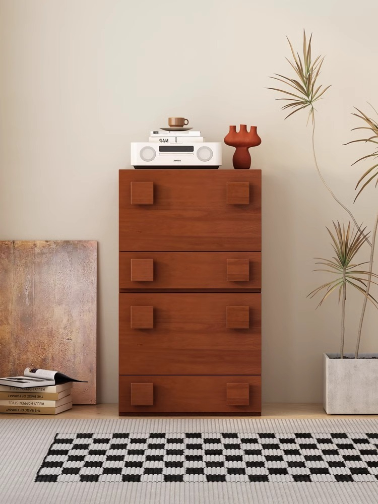 [Pre-order] Nordic retro solid wood Carmen cabinet combination module sofa side cabinet bedroom living room storage cabinet TV cabinet small apartment-Smart-Living