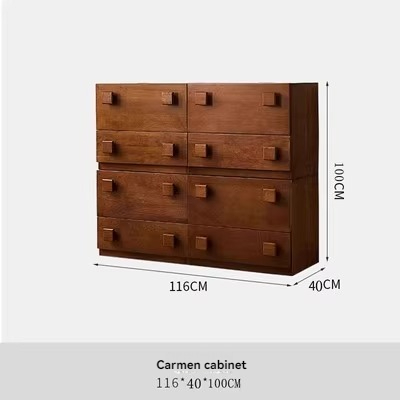 [Pre-order] Nordic retro solid wood Carmen cabinet combination module sofa side cabinet bedroom living room storage cabinet TV cabinet small apartment-Smart-Living