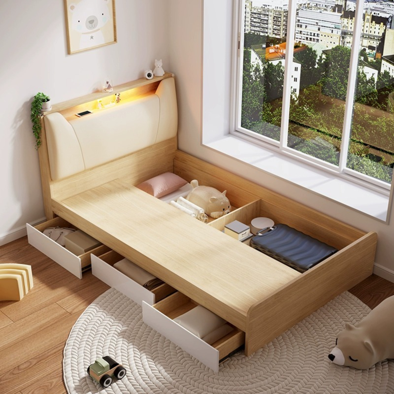 [Pre-order]  Wooden Moon Storage Bed Modern and minimalist tatami, Nordic household bedroom, small room, space saving 1.2 meters, single bed-Smart-Living