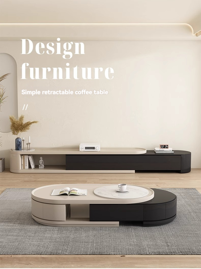 Light ulxury rock panel tea table TV cabinet combination of small apartment simple network red creative advanced sense tea table living room home-Smart-Living