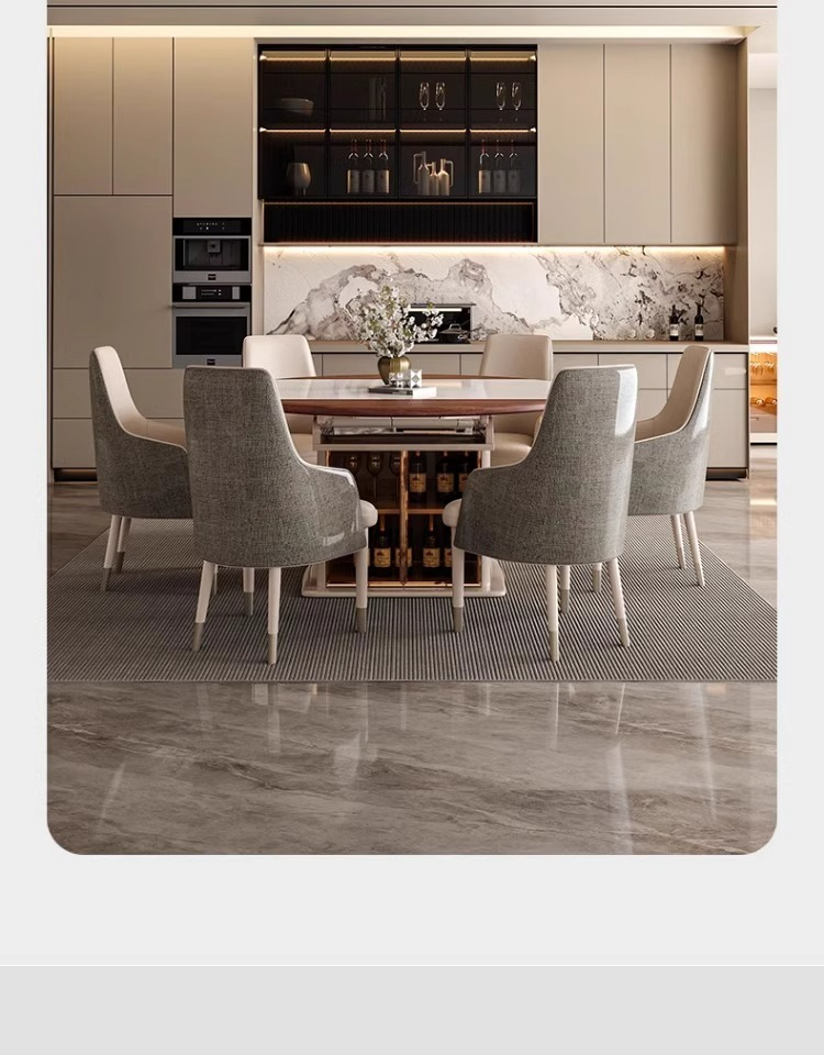 [Pre-order]  Muyue Intelligent Super Crystal Stone Dining Table Modern Light Luxury Home Retractable Storage Dining Table Luxurious Stone High-Grade Feeling Square and Round Dual-Purpose-Smart-Living