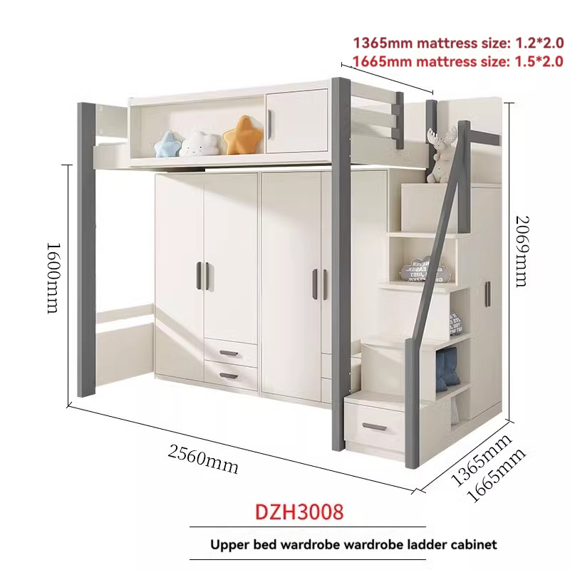 [Pre-order] Bed and table, home use, adult and child combination bed, integrated bunk bed, double layered bunk bed, high and low bed with wardrobe, desk-Smart-Living