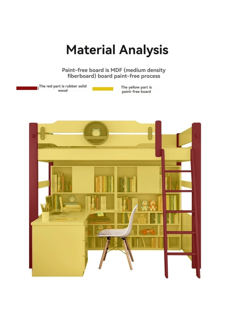 [Pre-order] Nordic multifunctional combined bed, high and low bed, simple upper bed and lower desk, desk bed, children's bed, wardrobe bed-Smart-Living