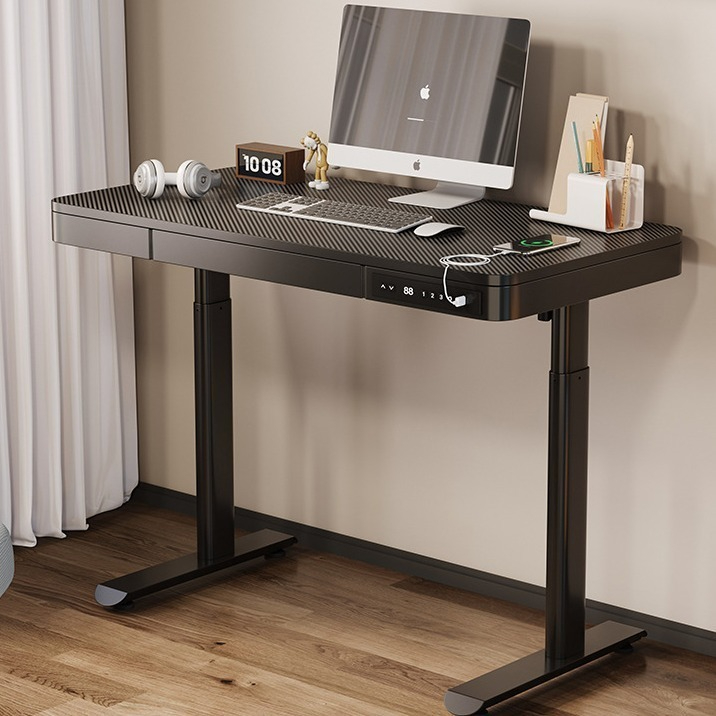 [Pre-order]  Factory custom cross-border standing computer desk electric lift study table with drawer lift table wired fast charging-Smart-Living