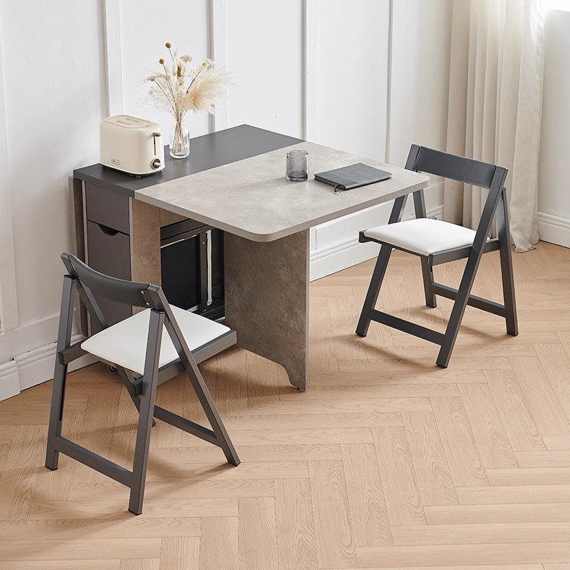 Carbon steel folding chairs for small unit dining tables, equipped with storage chairs, black and white dining chairs, capable of bearing 300 pounds-Smart-Living