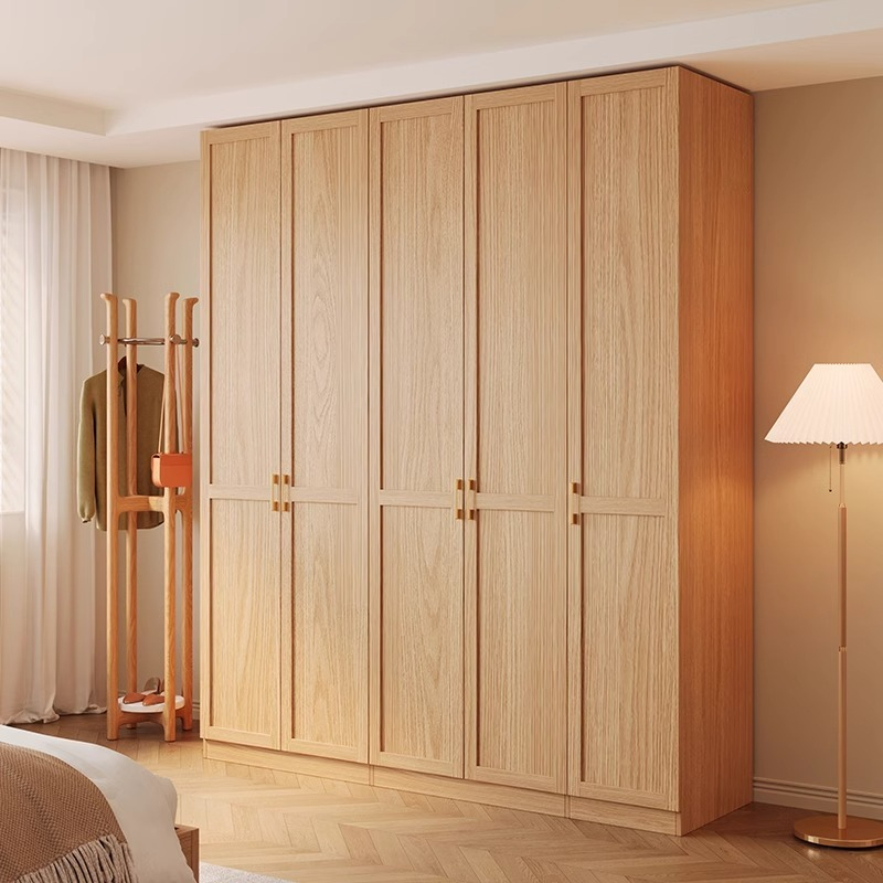 [Pre-order] Nordic wood color wardrobe, bedroom, household, small unit, modern, simple, retro, two door, three door combination storage cabinet-Smart-Living
