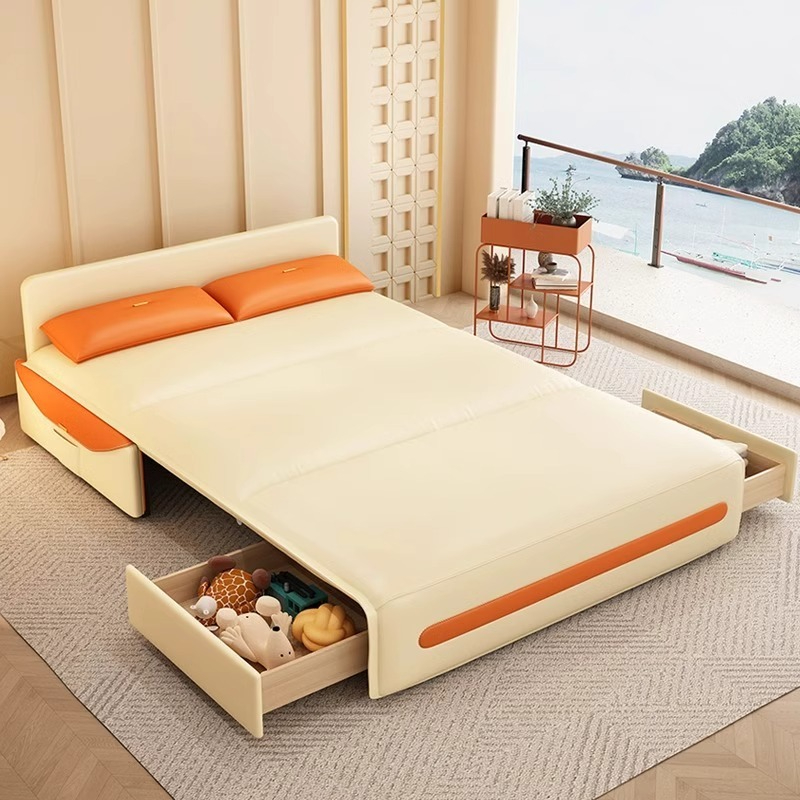 [Pre-ordr] Electric sofa bed, multi-functional, retractable, single and double, small apartment, living room, study, storage, anti-cat's claw cloth-Smart-Living