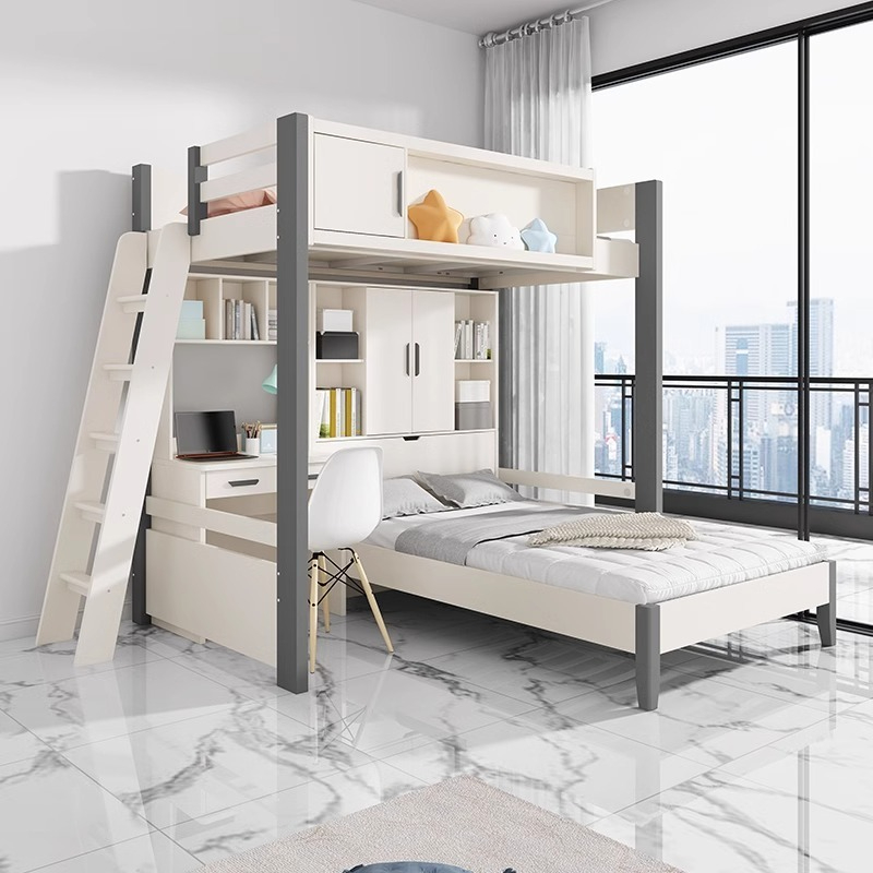 [Pre-order] Double bed bunk bed, staggered family bunk bed, children's bunk bed, elevated bed, multifunctional bunk bed-Smart-Living