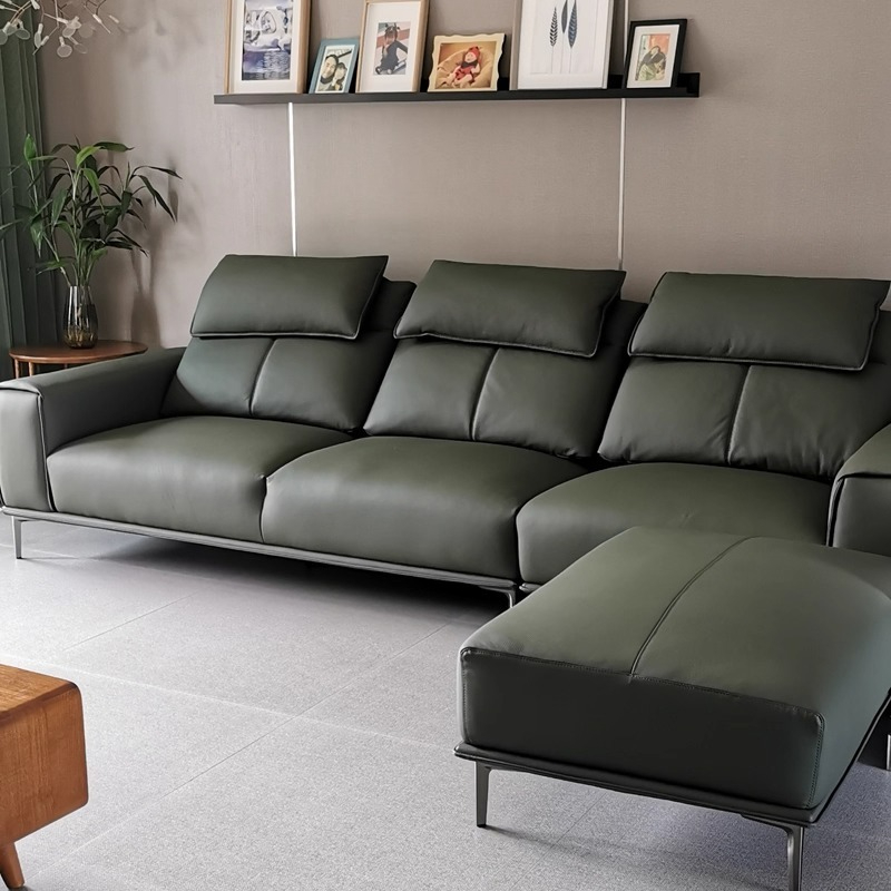 PRE ORDER / BTO PACKAGE - VR - SOFA - FD-150 Genuine Leather Sofa Modern Tech Fabric Small Apartment Straight Sofa Customizable Sofa Size