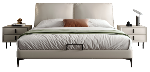 PRE ORDER / BTO PACKAGE - VR - bed - FD-713D Elephant Ear Luxury Bed, Master Bedroom Double Bed, Modern Minimalist Genuine Leather Bed