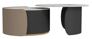PRE ORDER / BTO PACKAGE - VR - Coffee Table - FD-607 Stone Panel Coffee Table - Simple and Modern, Suitable for Various Home Sizes, Extendable Round Side Table Set