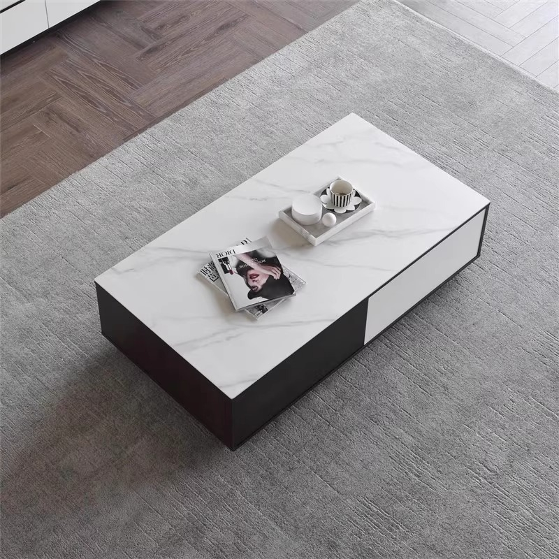 PRE ORDER / BTO PACKAGE - VR - Coffee Table - FD-615 Minimalist Porcelain Slab Coffee Table - Modular & Space-Saving for Small Homes