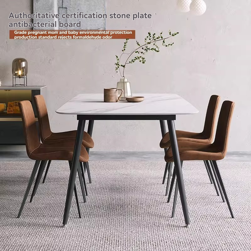 PRE ORDER / BTO PACKAGE - VR - Dinning Table - FD-C12 Italian Minimalist Rock Plate Dining Table - Rectangle, Household, Compact Modern Simple Luxury Dining Table and Chair Set for Small Spaces