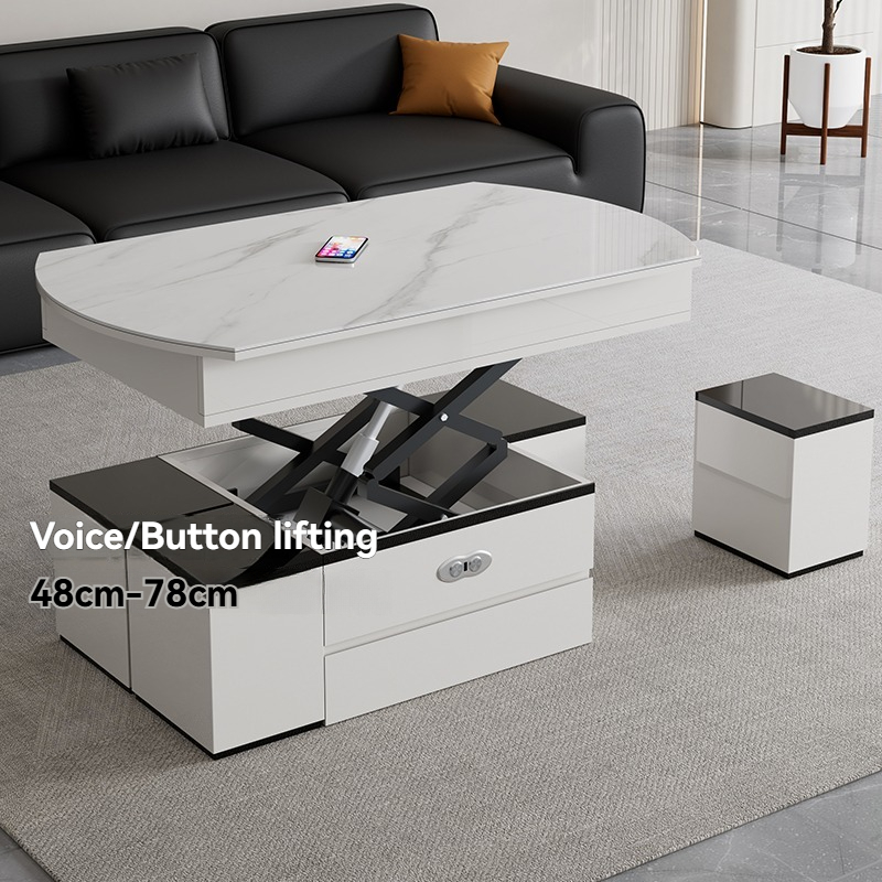 PRE ORDER / BTO PACKAGE - VR - Coffee table -2023# Multi-functional Electric Lift Coffee Table - Extendable & Foldable Rock Panel Smart Table for Small Spaces (Dual Use as Coffee Table and Dining Table