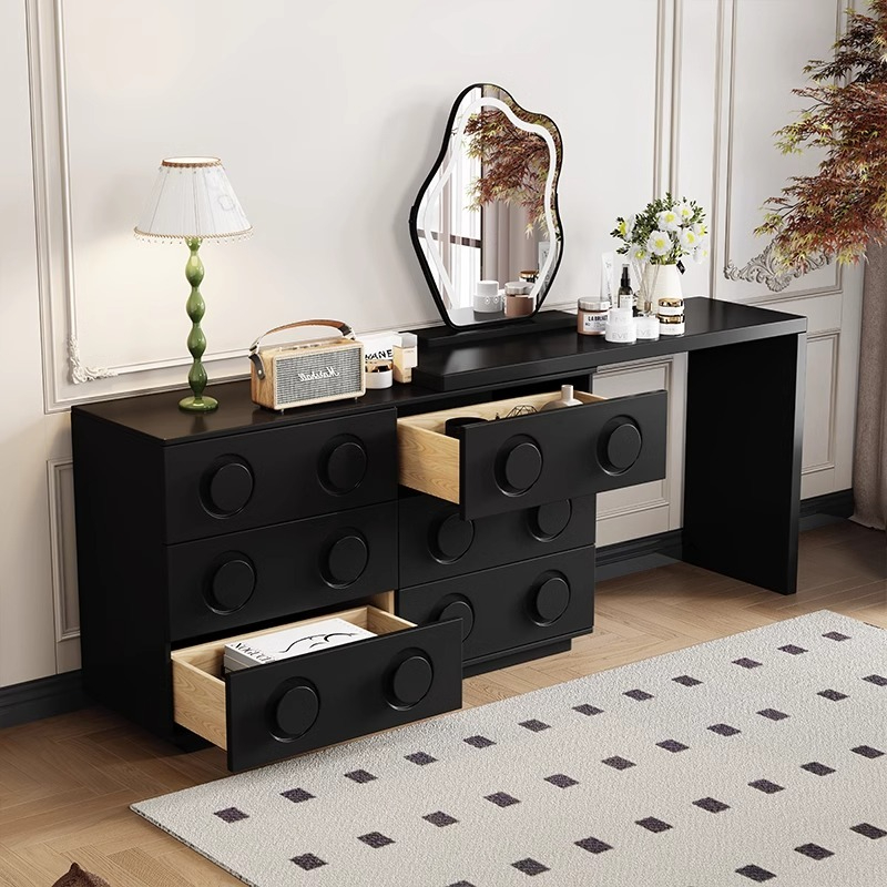 [Pre-order] Medieval style chest of drawers, dressing table, retractable multifunctional storage cabinet at the end of the bed, writing desk, retro designer style 8066#-Smart-Living