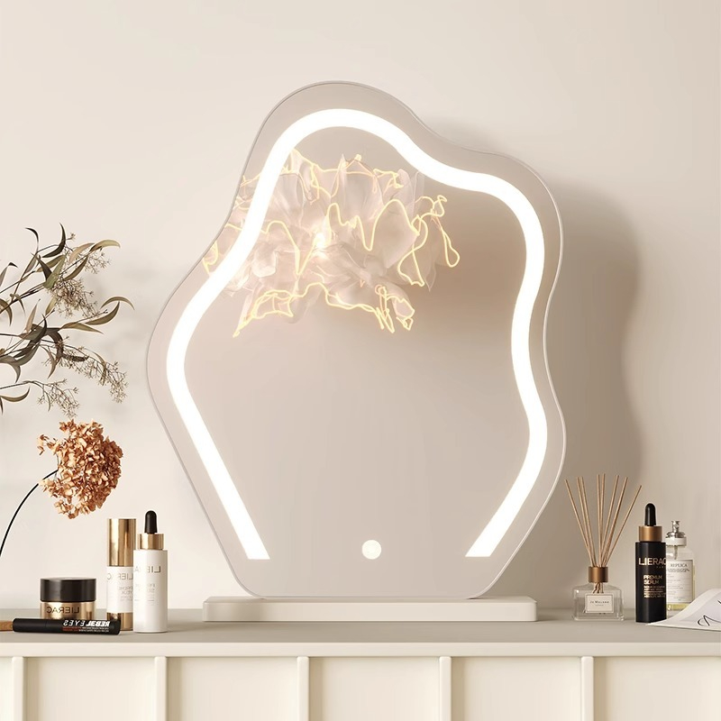 [Pre-order] Internet celebrity cloud mirror smart LED desktop bedroom dressing table makeup mirror home creative with light creative table lamp-Smart-Living