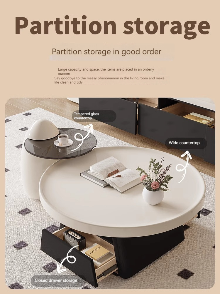 [Pre-order] Coffee table living room 2023 new small apartment several minimalist light luxury high sense of modern new creative circle-Smart-Living