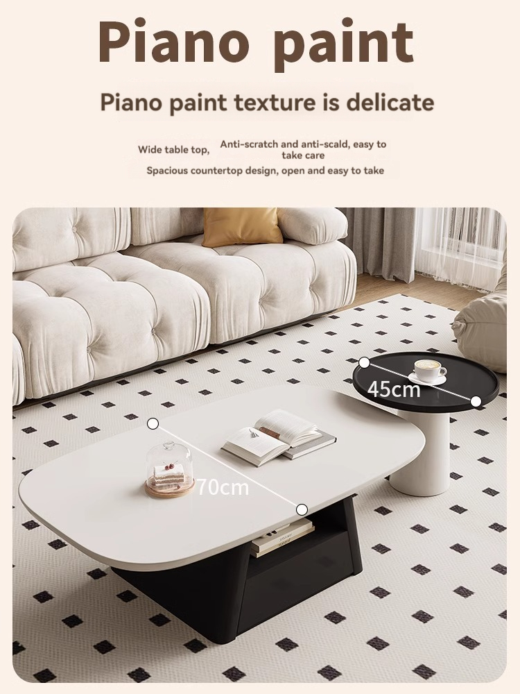 [Pre-order] French light luxury living room coffee table 2023 new advanced sense living room home designer simple black and white modern creativity-Smart-Living