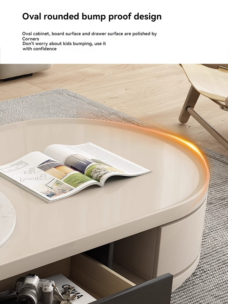 Light ulxury rock panel tea table TV cabinet combination of small apartment simple network red creative advanced sense tea table living room home-Smart-Living