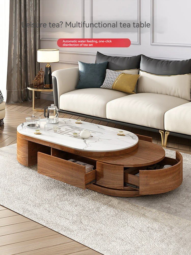 [Pre-order] Modern simple kung fu tea table tea table one living room home tea table creative rock panel tea table TV cabinet combination-Smart-Living