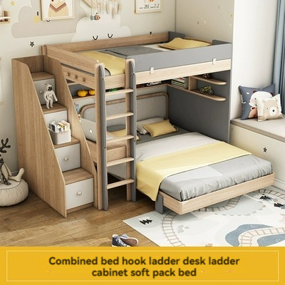 [Pre-order] Bunk bed Bunk bed high and low bed staggered position type desk bed simple combination bed multi-functional integrated children's bed-Smart-Living