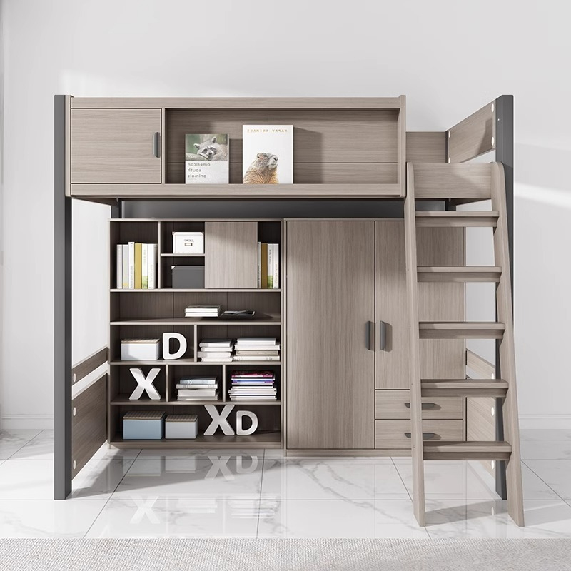 [Pre-order] 1.8-meter combination bed with bunk bed and bunk bed, small-sized children's bed, high-low bed, bunk bed with desk and wardrobe, integrated bed-Smart-Living