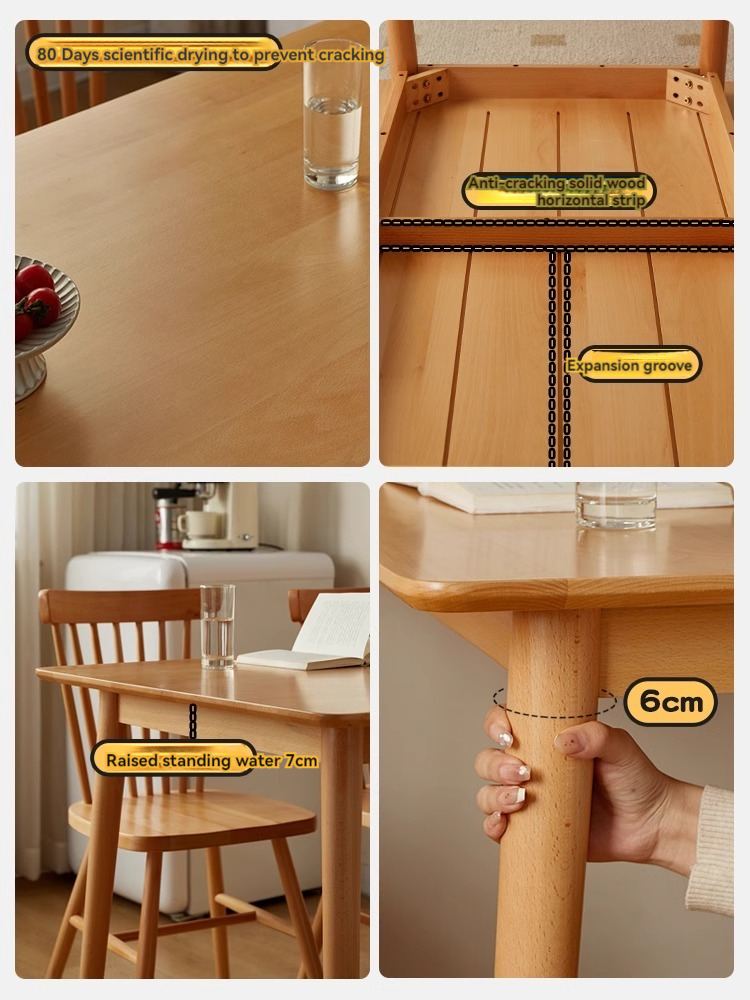 Solid wood dining table for small household dining table simple log dining table and chair combination Japanese rectangular dining table-Smart-Living