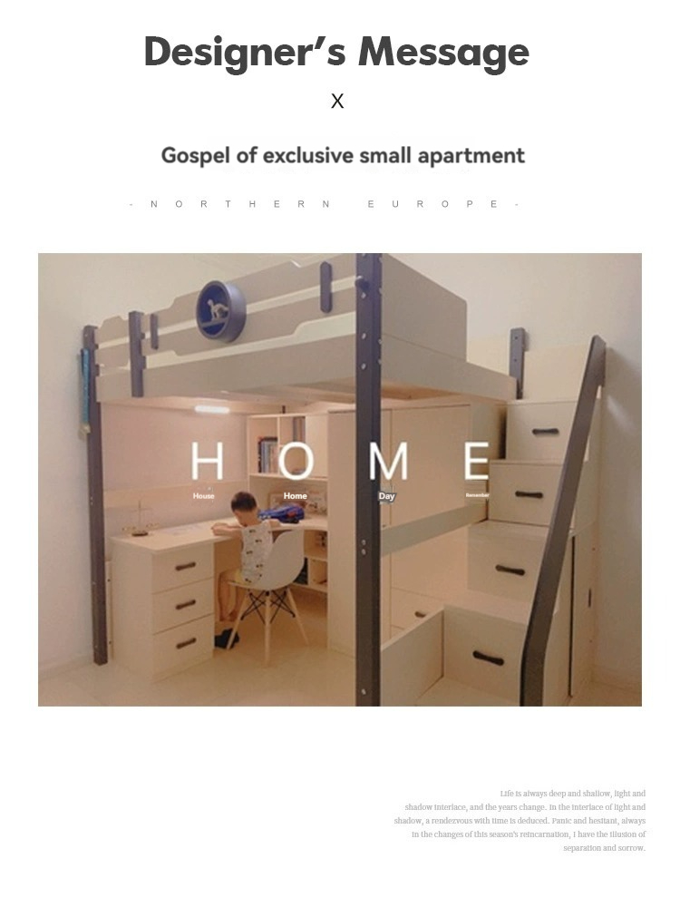 [Pre-order] Nordic multifunctional combined bed, high and low bed, simple upper bed and lower desk, desk bed, children's bed, wardrobe bed-Smart-Living