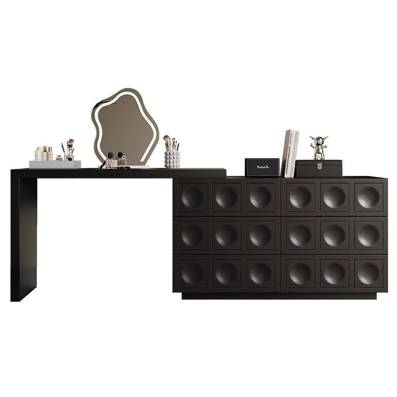 [Pre-order] New chinese style solid wood dresser one cabinet makeup table premium feeling bedroom telescopic corner bedside chest of drawers cream style-Smart-Living