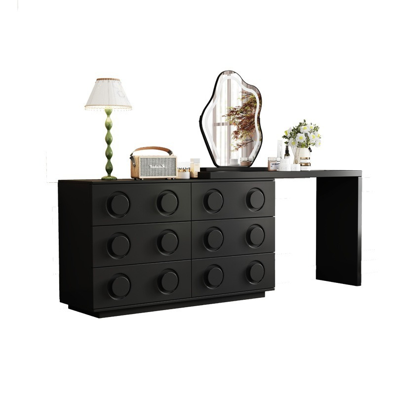 [Pre-order] Chinese ancient style dresser solid wood chest of drawers integrated telescopic lacquer bedroom bedside cabinet simple modern corner dressing table-Smart-Living