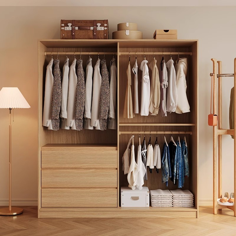 [Pre-order] Nordic sliding door wardrobe, bedroom, simple and small-sized household, sliding door, wooden style combination, Japanese style storage wardrobe-Smart-Living