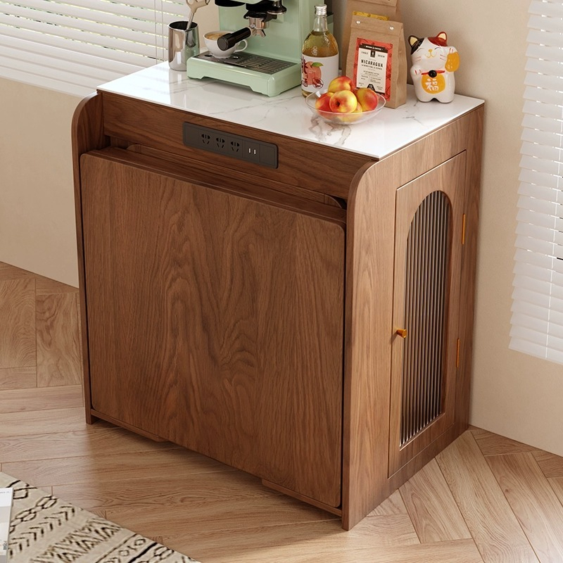 【Pre-order】Nordic rock slab island dining table integrated household small unit folding telescopic multifunctional island cabinet dining table solid wood feet