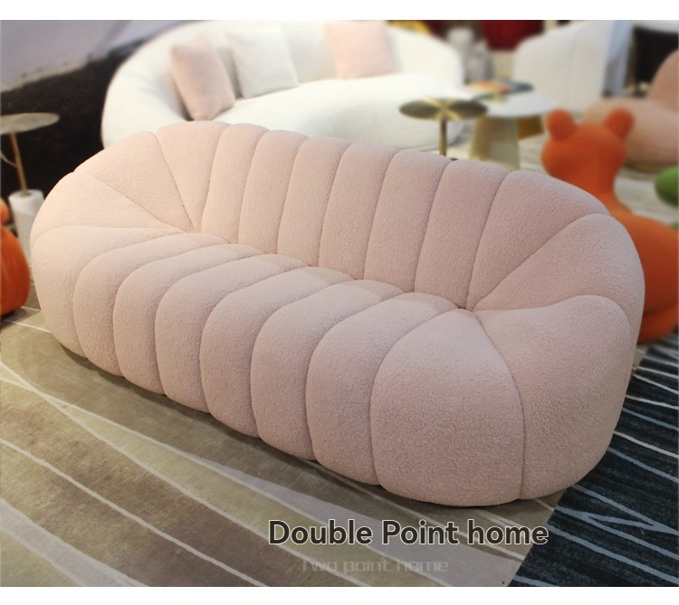 PRE ORDER / BTO PACKAGE - VR - SOFA - FD-2051 Nordic Designer Creative Lamb Fur Sofa - Small Apartment Fashionable Modern Showhome Irregular Art Pumpkin Sofa