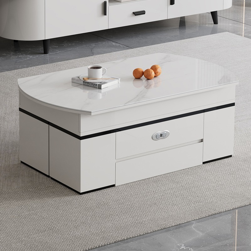 PRE ORDER / BTO PACKAGE - VR - Coffee table -2023# Multi-functional Electric Lift Coffee Table - Extendable & Foldable Rock Panel Smart Table for Small Spaces (Dual Use as Coffee Table and Dining Table