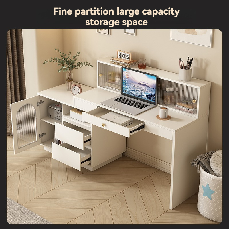 [Pre-order-BTO PACKAGE] Solid Wood Cream-Colored White Desk, Simple and Modern, Home Use, Bedroom Computer Table, Laptop Office Desk