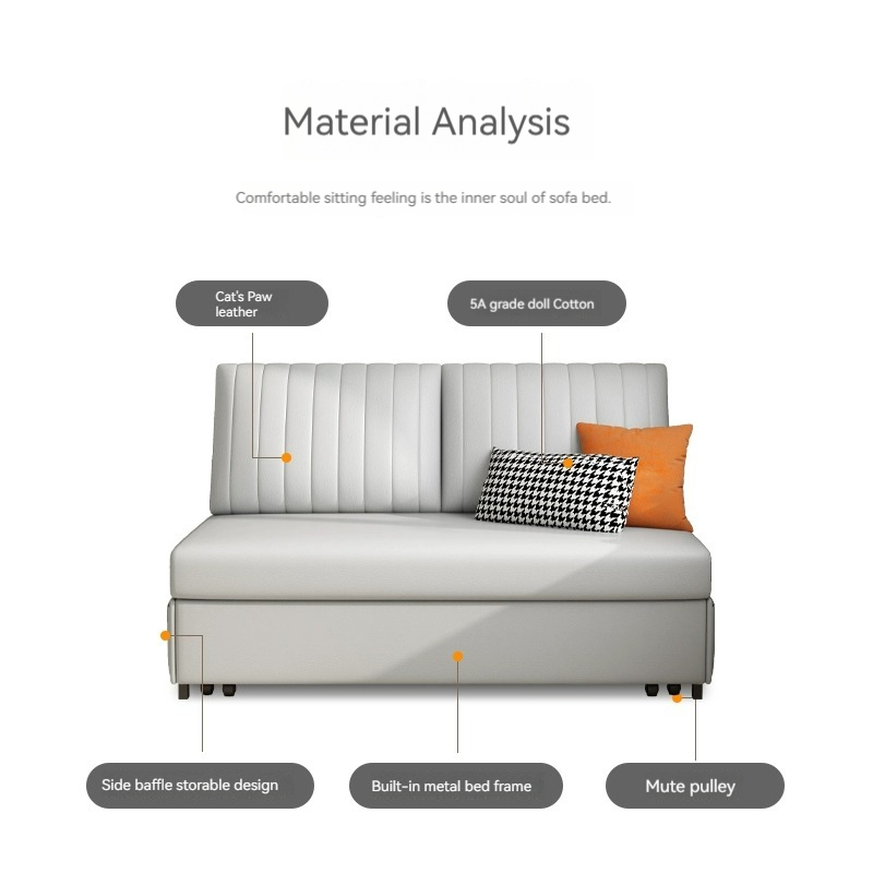 [Pre-order]  Cat scratch cloth sofa bed dual-purpose foldable multi-functional light luxury net celebrity technology leather double removable and washable sofa bed-Smart-Living