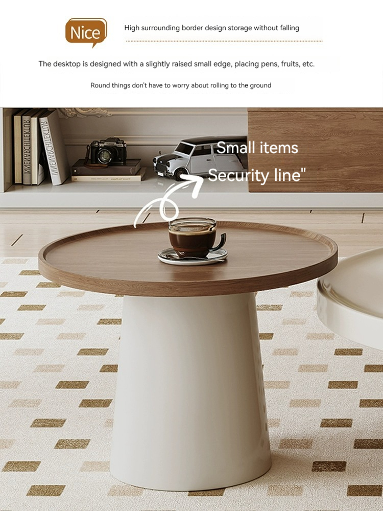 [Pre-order] Tea table living room household small apartment simple size round tea table retro in ancient style round tea table TV cabinet combination-Smart-Living