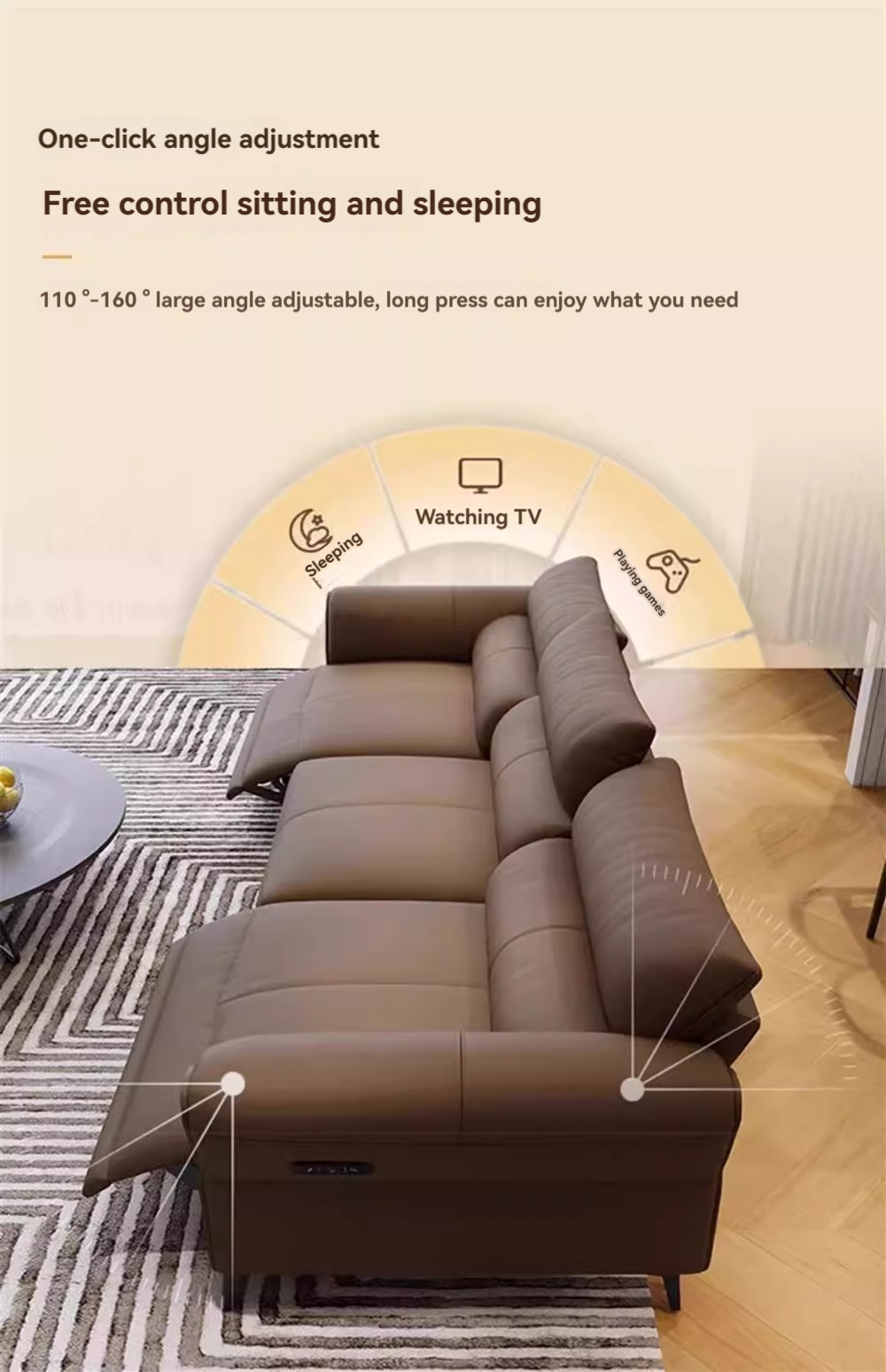 [Pre-order] Chivas official flagship shop electric function sofa Italian simple head leather multifunctional straight sofa light-Smart-Living